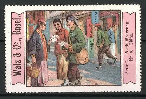 Reklamemarke Serie: Postbeförderung, Bild 6, Postbote in China