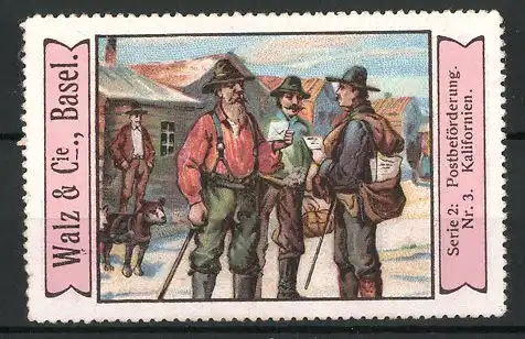 Reklamemarke Serie: Postbeförderung, Bild 3, Briefträger in Kalifornien