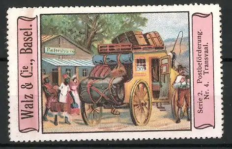 Reklamemarke Serie: Postbeförderung, Bild 4, Postkutsche in Transvaal