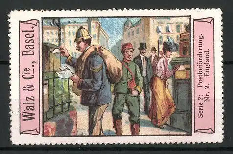 Reklamemarke Serie: Postbeförderung, Bild 2, Briefträger in England