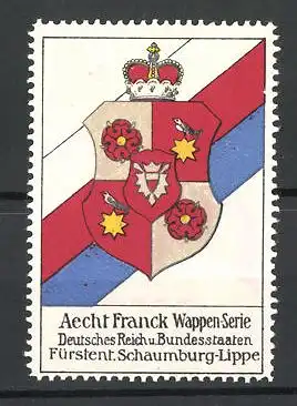 Reklamemarke Aecht Franck Wappen-Serie, Wappen Deutsches Reich und Bundesstaaten Fürstentum Schaumburg-Lippe