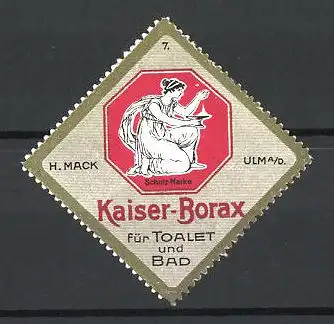Reklamemarke Kaiser-Borax für Toalet und Bad, H. Mack, Ulm / Donau, Göttin hält eine Schale, Bild 7