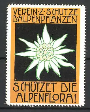 Künstler-Reklamemarke Schützet die Alpenflora, Verein zum Schutze der Alpenpflanzen
