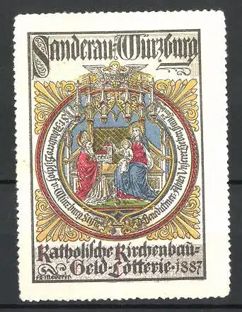 Reklamemarke Geld-Lotterie f. d. katholischen Kirchenbau Sanderau-Würzburg 1887, Gnadenbild