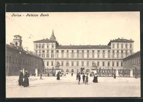 AK Torino, Palazzo Reale, Passanten am Eingangstor