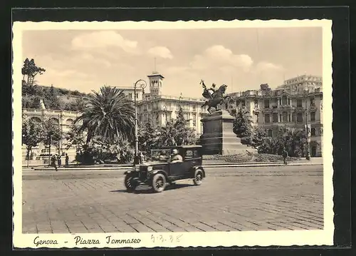 AK Genova, Piazza Tommaseo, das Reiterdenkmal