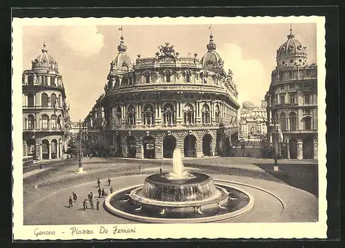 AK Genova, Piazza De Ferrari, am Brunnen