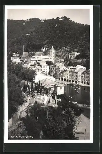 AK Portofino, Blick auf die Terrasse und die Stadt