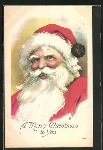 AK Weihnachtsmann, im roten Kostüm portraitiert