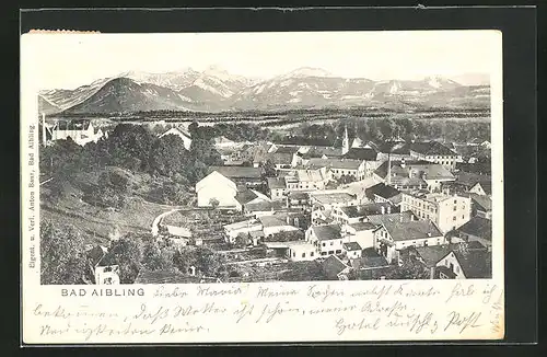 AK Bad Aibling, Blick auf den gesamten Ort und die Alpen