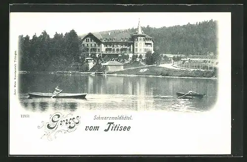 AK Titisee, Blick von Ufer auf das Schwarzwaldhotel