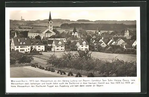 AK Weissenhorn, Stadtansicht mit Blick zur kirche, 1473 besucht von Herzog Ludwig von Bayern