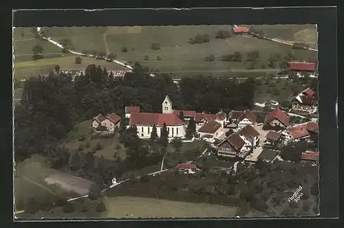 AK Eglofs im Allgäu, Gasthaus-Pension Zur Rose, Fliegeraufnahme der Ortschaft