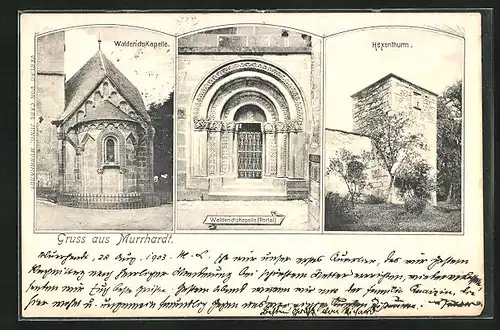 AK Murrhardt, Portal der Walderichskapelle, am Hexenthurm, vor der Walderichskapelle