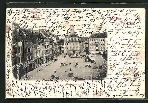 AK Zittau, Marktplatz und das kgl. Amtsgericht