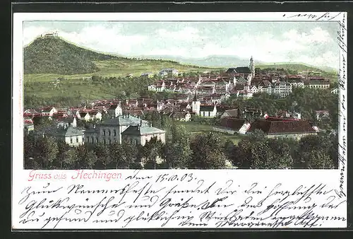 AK Hechingen, Generalansicht der Stadt