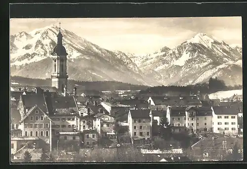 AK Traunstein, Blick über die Dächer der Stadt