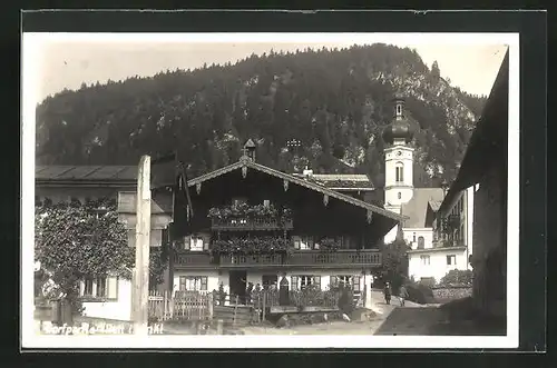 AK Reit im Winkel, Dorfpartie mit Blick zur Kirche