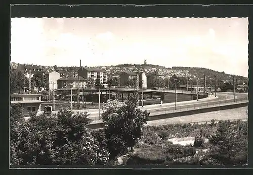 AK Pforzheim, Blick auf die Bahnhofsbrücke