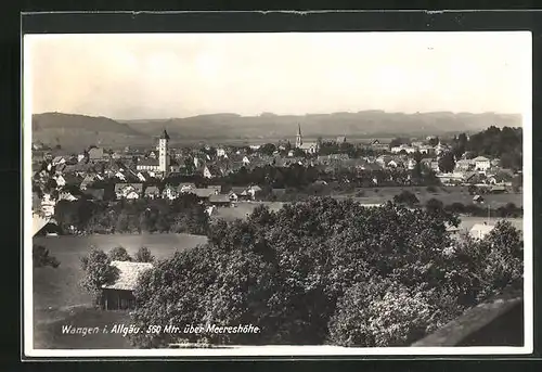 AK Wangen im Allgäu, Generalansicht der Ortschaft, Blick zur Kirche