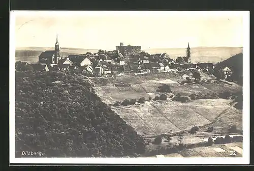 AK Neckarsteinach, Gesamtansicht mit Dilsberg