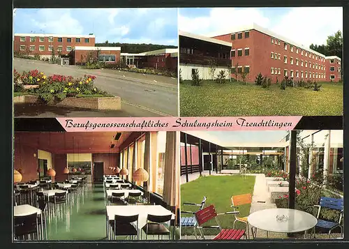 AK Treuchtlingen, das Berufsgenossenschaftliche Schulungsheim, Aussenansicht, im Hof, im Speiseraum