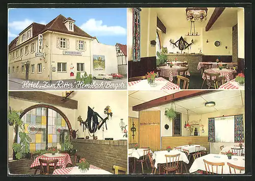 AK Hemsbach, Hotel Zum Ritter, in den Gasträumen