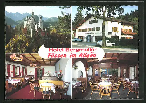 AK Füssen im Allgäu, Schloss Neuschwanstein, am Hotel Bergmüller, in den Gasträumen