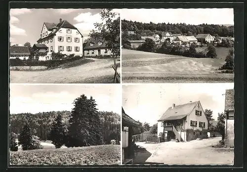 AK Wieshof, Landschaftsblick gegen den Wald, an einem Wohnhaus