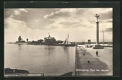 AK Hälsingborg, Parti fran hamnen, an der Gedenksäule