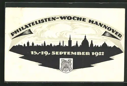 AK Ganzsache, Hannover, Philatelisten-Woche September 1922, Stadtwappen