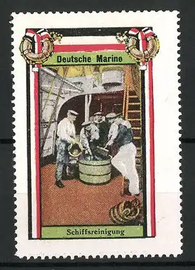 Reklamemarke Serie: Deutsche Marine, Matrosen bei der Schiffsreinigung