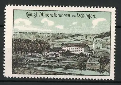 Reklamemarke Königl. Mineralbrunnen zu Fachingen, Fabrikpanorama