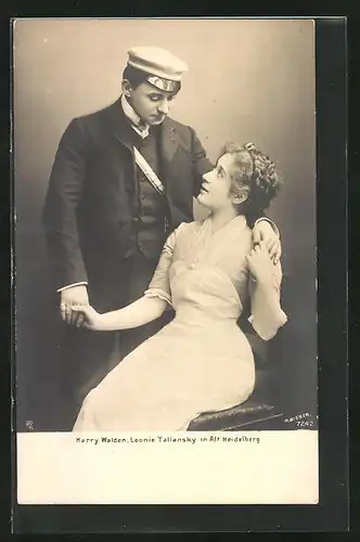 AK Schauspielerin Leonie Taliansky & Schauspieler Harry Walden in einer Filmszene Alt-Heidelberg