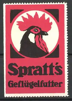 Reklamemarke Spratt's Geflügelfutter, Portrait eines stolzen Hahnes