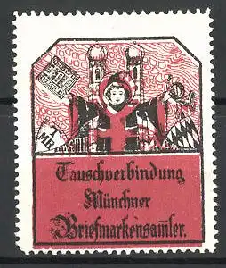 Reklamemarke Tauschverbindung Münchner Briefmarkensammler, Münchner Kindl vor der Frauenkirche