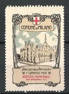 Reklamemarke Milano, Servizio delle Affissioni 1. Gennaio1908, Stadtansicht