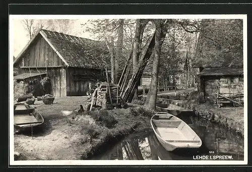 AK Lehde / Spreewald, Idylle am Kanal