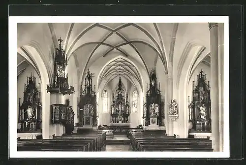AK Feldkirchen-Geisenhausen, Inneres der Kirche Maria im Felde