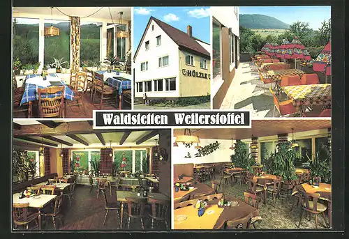 AK Waldstetten-Weilerstoffel, Gasthof Hölzle, im Gastraum, auf der Terrasse