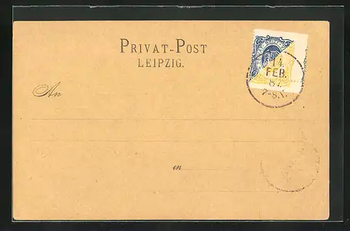 AK Leipzig, Private Stadtpost, unbeschriebene Telegrammkarte