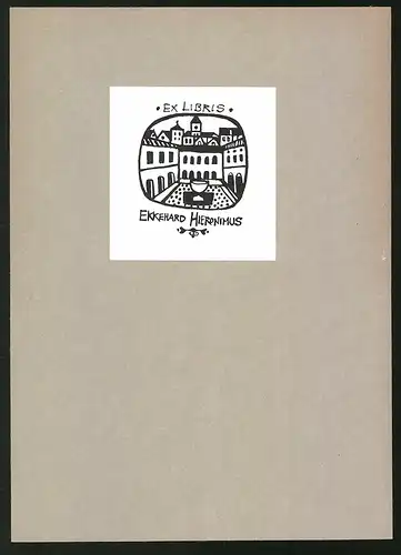 Exlibris Ekkehard Hieronimus, Innenansicht vom Kirchhof mit Brunnen