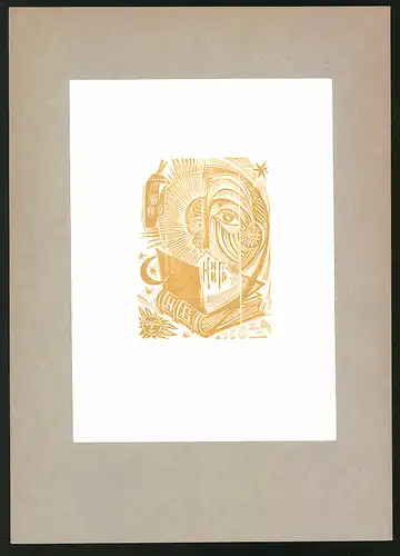 Exlibris Abstraktes Portrait mit offenem Buch