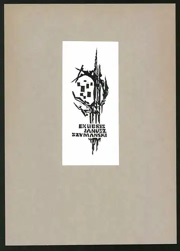 Exlibris Janusz Szymanski, Haus steht an der Klippe