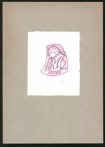 Exlibris Mariano Rugale, Wappen mit Initialien