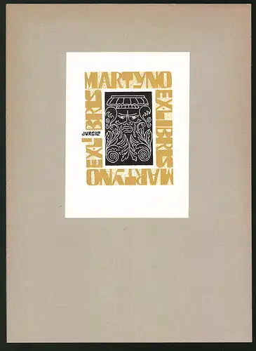 Exlibris Martyno Jurgil, Gesicht mit Wandverziehrung