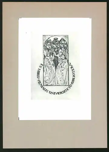 Exlibris Vilniaus Universiteto Biblioteka, Wandgemälde mit lustigen Gesichtern