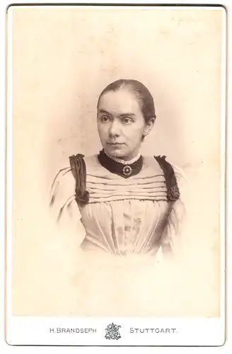 Fotografie H. Brandseph, Stuttgart, Marienstr. 36, Portrait junge Frau im schönen Kleid