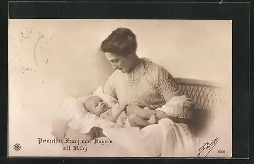AK Prinzessin Franz von Bayern mit Baby