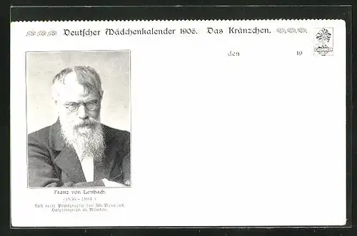 AK Franz von Lenbach, 1836-1904, Deutscher Mädchenkalender 1906, Das Kränzchen